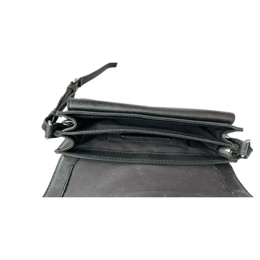 Rebecca Minkoff Hudson Moto Mini Crossbody Bag Black Saffiano Leather Bikercore
